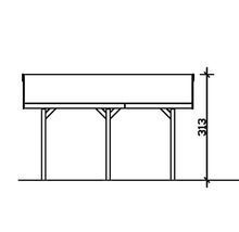 Carport simple SKAN HOLZ Wallgau avec bardeaux noirs et ancrage pour poteaux H 380 x 500 cm imprégné-thumb-4