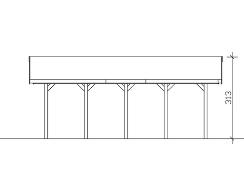 Dessin technique d''un carport avec indication de hauteur 313