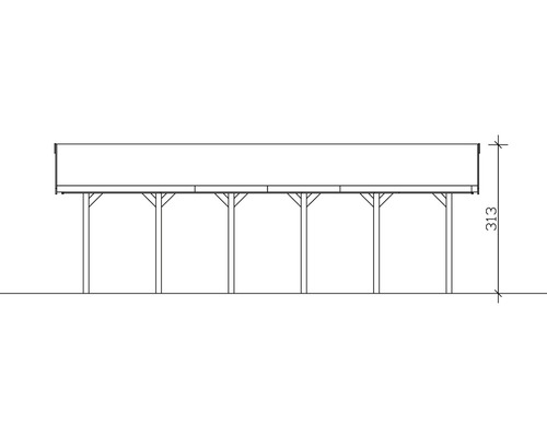 Schéma technique d''un carport avec indication de hauteur 313