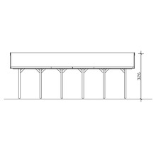 Carport simple SKAN HOLZ Wallgau avec lattis et ancrage pour poteaux H 430 x 900 cm imprégné