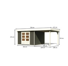 Gartenhaus Karibu Kodiak 6 inkl. Dachanbau 558 x 331 cm terragrau