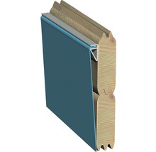 Vue en coupe d''une construction de vantail de porte avec cadre en bois et bordure métallique