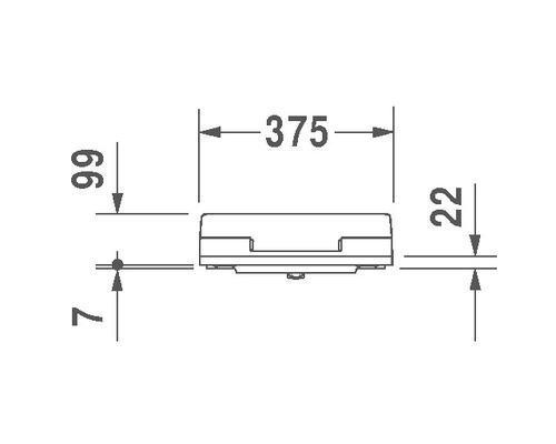 Technische Zeichnung eines WC-Sitzes mit den Maßen 375 mm Breite und 99 mm Höhe