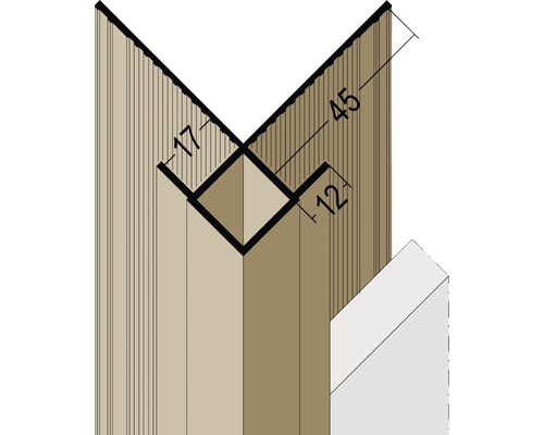 Illustration d'un profilé d'angle avec dimensions