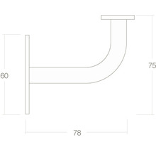 Dessin technique d''un support de main courante avec dimensions.