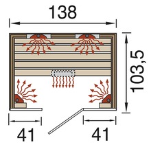 Schéma d''une cabine infrarouge avec dimensions