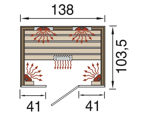 Schéma d''une cabine infrarouge avec dimensions
