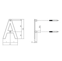 Numéro de rue lettre Intersteel A 100 mm acier inoxydable brossé