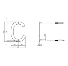 Hausnummer Buchstabe Intersteel C 100 mm Edelstahl gebürstet