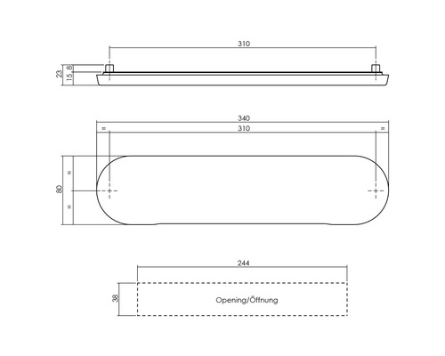 Technische Zeichnung mit Maßangaben