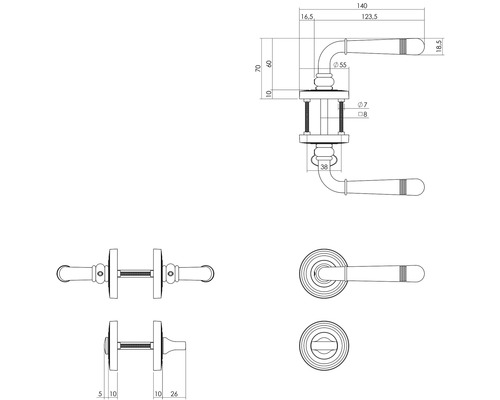Schéma technique d''une garniture de porte avec dimensions