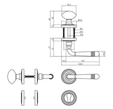 Dessin technique d''une poignée de porte avec les dimensions
