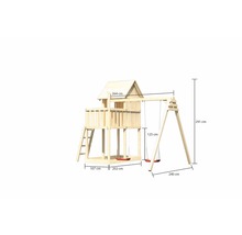 Karibu Kinderspielhaus "Frieda" SET aus nordischer Fichte, naturbelassen mit Schaukelanbau Einzel