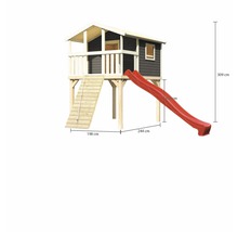 Spielhaus aus Holz mit Rutsche und Leiter, Maßangaben