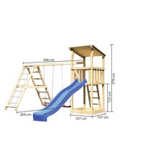 Tour de jeux en bois avec balançoire et toboggan