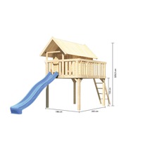 Holzspielhaus mit Rutsche und Leiter, Maße: 329,5 x 198 x 243 cm