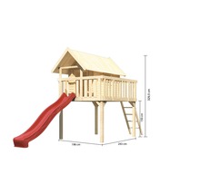 Karibu Stelzenhaus Fidel Fichte inkl. Wellenrutsche 3 m rot