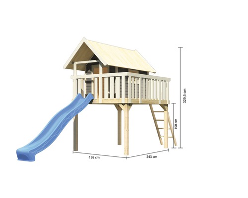 Cabane de jeux avec toboggan et échelle et dimensions
