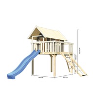 Spielhaus mit Rutsche und Kletterleiter mit den Maßen 198 cm mal 243 cm und einer Höhe von 329,5 cm