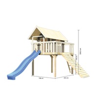 Spielhaus aus Holz mit Rutsche und Treppe mit den Massen 198 cm x 243 cm x 329,5 cm