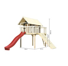 Spielturm aus Holz mit Rutsche und Leiter, Maße 198 cm x 243 cm x 329,5 cm