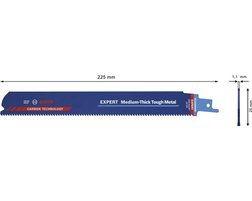 Bosch Expert Säbelsägeblatt für mittelstarkes, robustes Metall, 225 mm
