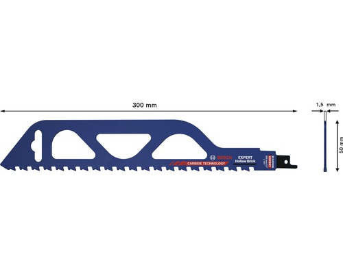 Bosch Expert Hohlziegel Säbelsägeblatt, 300 mm, Produktdimensionen