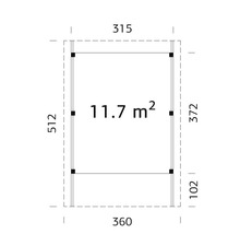 Carport simple Palmako Karl 11,7 m² 360 x 512 cm apprêt par immersion blanc