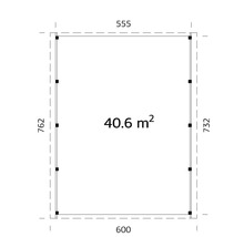 Carport double Palmako Karl 40,6 m² 600 x 762 cm apprêt par immersion blanc