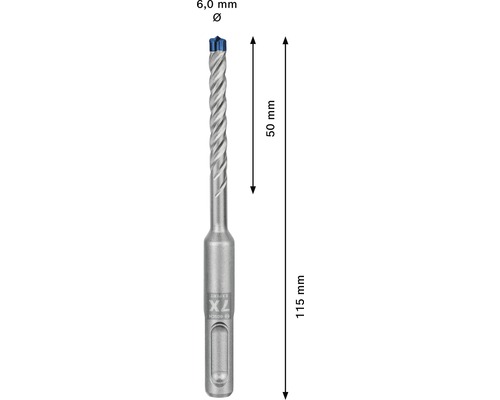 Pointe de foret de 6 millimètres de diamètre et 115 millimètres de long