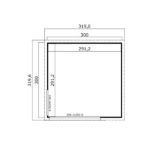 Dessin technique d''un abri de jardin avec indications de dimensions