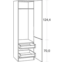 Armoire avec deux tiroirs et dimensions 124,4 et 70,0