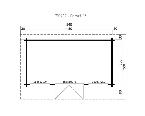 Grundrisszeichnung des Gartenhauses
