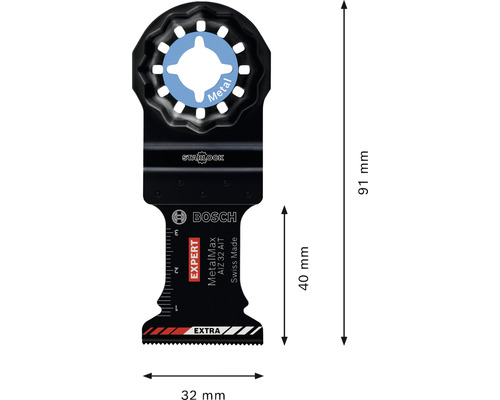 Bosch Expert MetalMax AIZ 32 AIT Tauchsägeblatt mit den Maßen 32 mm x 40 mm x 91 mm
