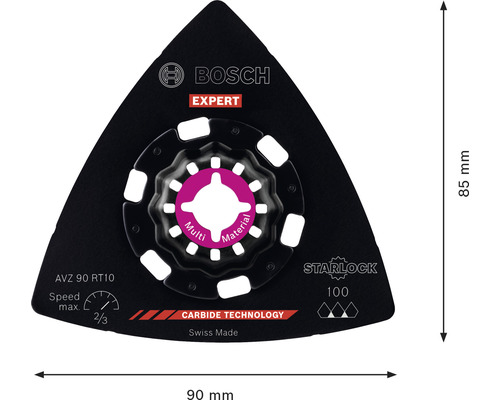 Lame de scie pour outil multifonction Bosch Expert AVZ 90 RT10 avec support Starlock, 90x85 mm