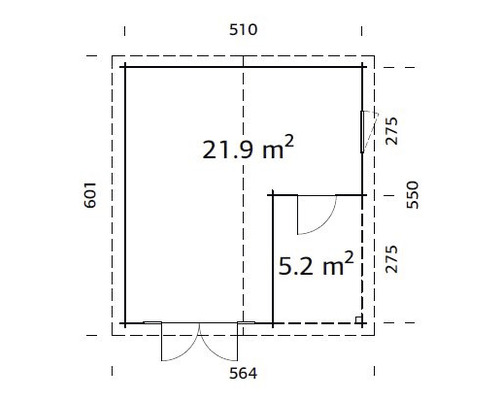 Plan d''un abri de jardin avec indication des surfaces
