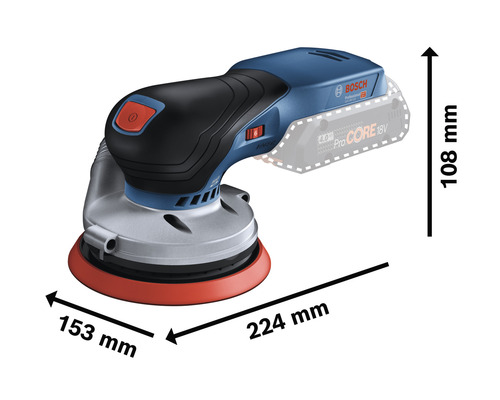 Bosch Exzenterschleifer mit Maßangaben
