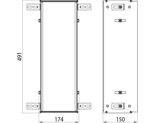 Technische Zeichnung eines Spülkastens mit Maßangaben