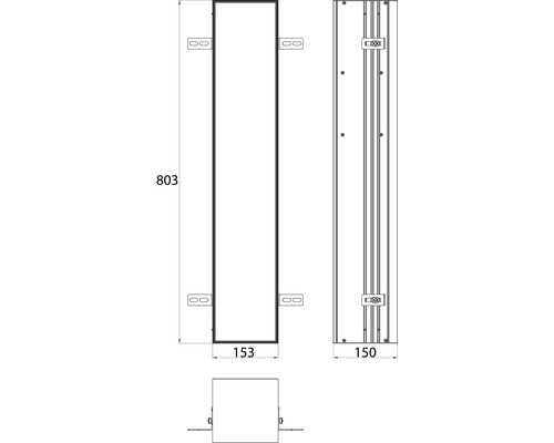 Schéma technique d''une armoire avec dimensions