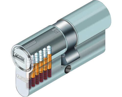 Abus Logo. Zylinderstift mit Federn und Stiften.