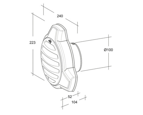 Technische Zeichnung eines Lautsprechers mit Maßangaben