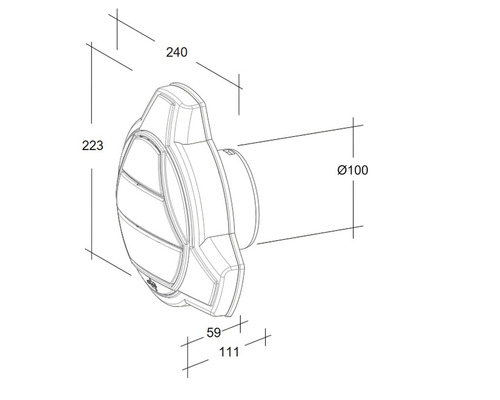 Technische Zeichnung einer Wandleuchte mit Maßangaben