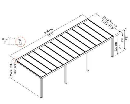 Dimensions d''un toit de terrasse