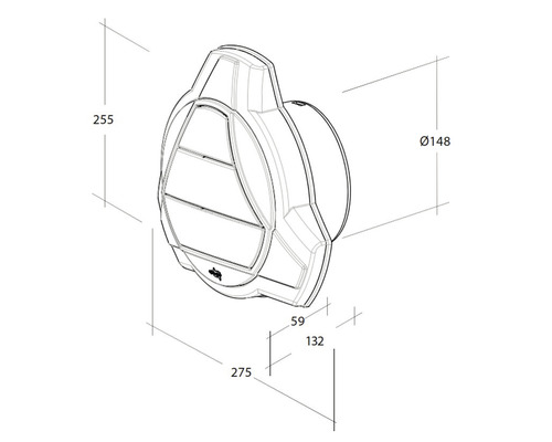 Technische Zeichnung eines Lüftungsventils mit Maßangaben.
