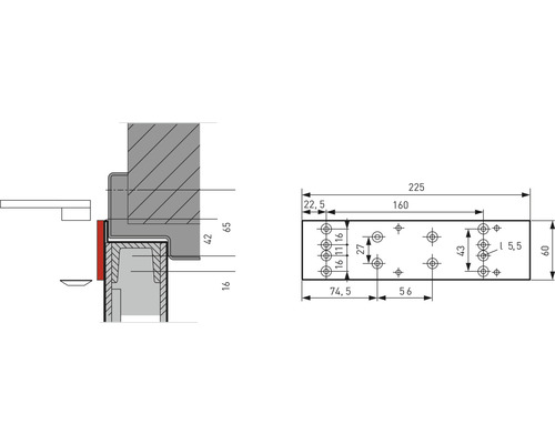 Technische Zeichnung mit Maßangaben