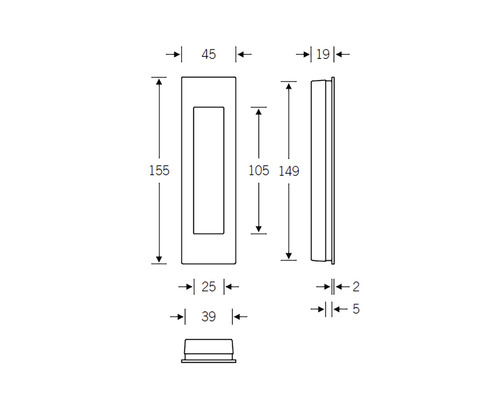 142S - serrure seul pour porte coulissante, zinguée - 40x72x33mm