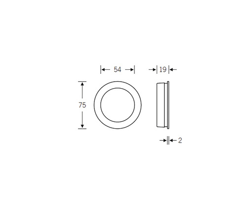 Dessin technique d''un spot encastrable rond avec indications de dimensions