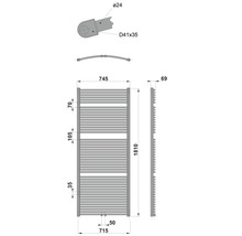 Schéma technique d''un radiateur avec dimensions