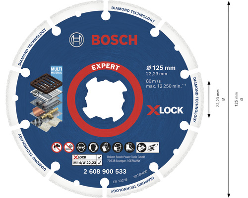 Bosch Expert Diamanttrennscheibe mit 125 Millimeter Durchmesser für Multimaterialien