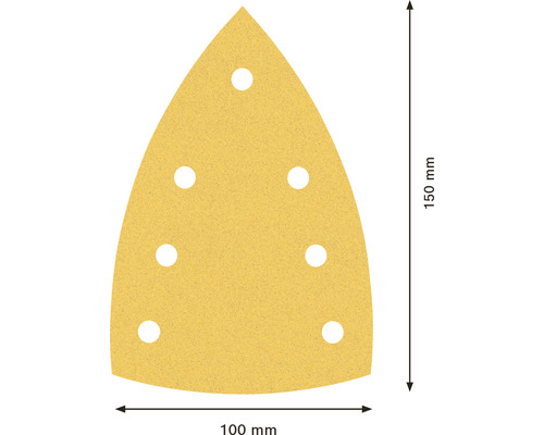 Papier abrasif triangulaire avec huit trous, taille 100 mm par 150 mm